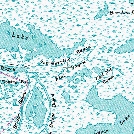 Topographic Map of Flat Bayou, TX