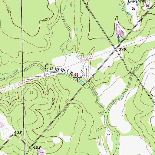 Topographic Map of Flat Creek, TX