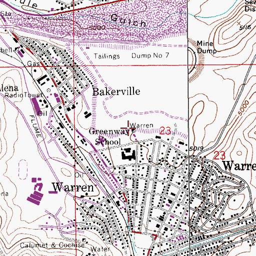 Topographic Map of Warren, AZ