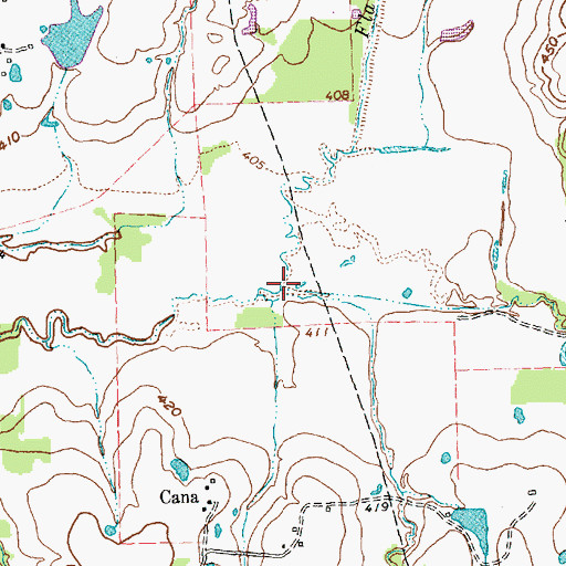 Topographic Map of Flat Creek, TX