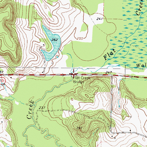 Topographic Map of Flat Creek Bridge, TX