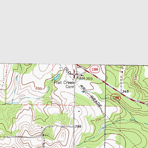 Topographic Map of Flat Creek Cemetery, TX