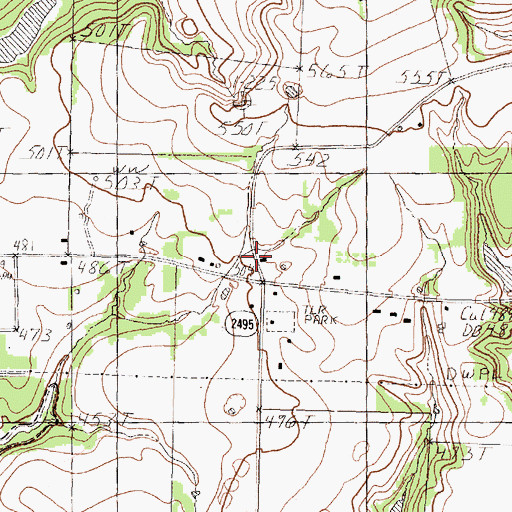 Topographic Map of Flat Creek Church, TX
