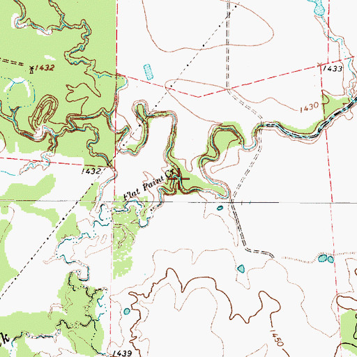 Topographic Map of Flat Paint Creek, TX