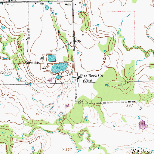 Topographic Map of Flat Rock Church, TX