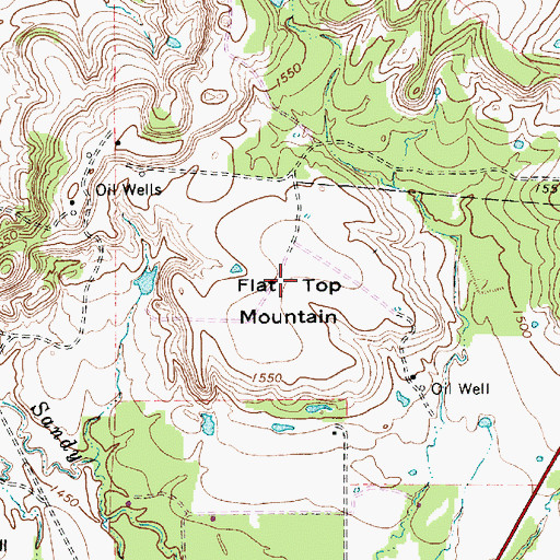 Topographic Map of Flat Top Mountain, TX