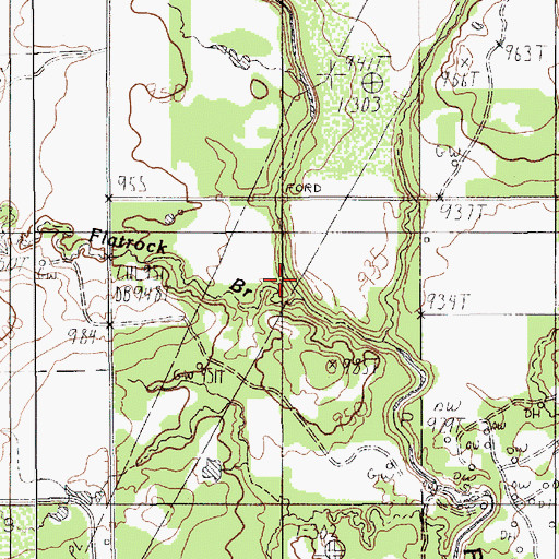Topographic Map of Flatrock Branch, TX