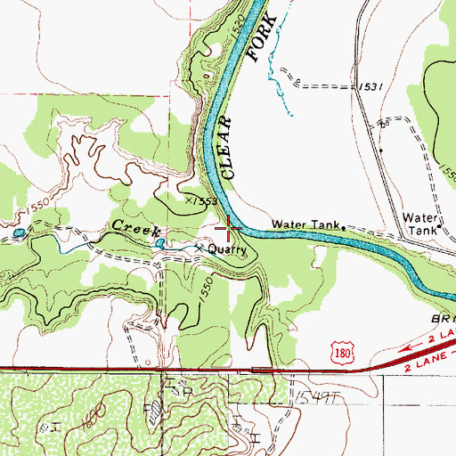 Topographic Map of Flatrock Creek, TX