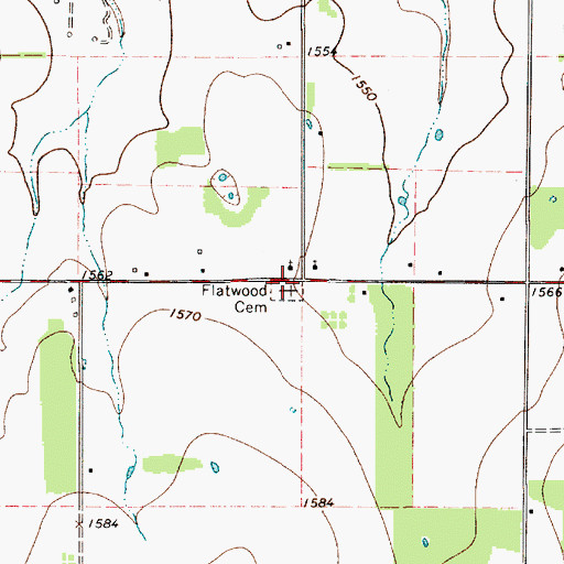 Topographic Map of Flatwood Cemetery, TX