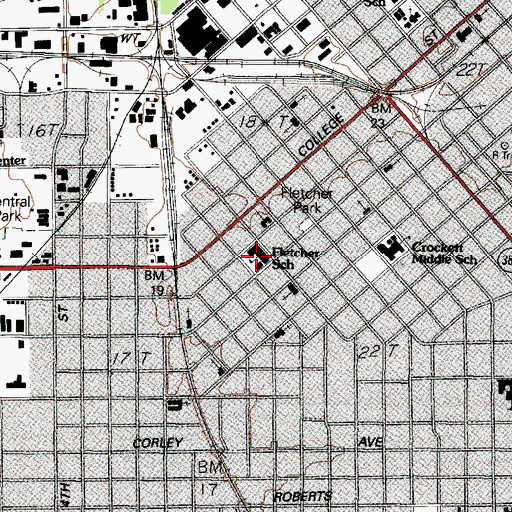 Topographic Map of Fletcher School, TX