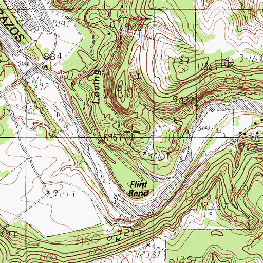 Topographic Map of Flint Bend, TX