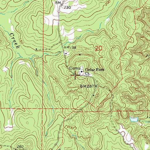 Topographic Map of Cedar Fork, AL