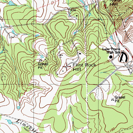 Topographic Map of Flint Rock Hill, TX