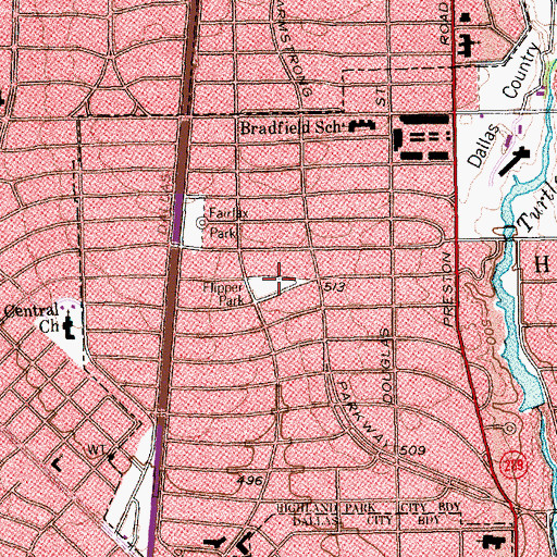 Topographic Map of Flipper Park, TX