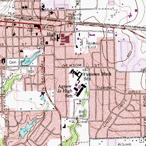 Topographic Map of Florence Black School, TX