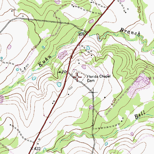 Topographic Map of Florida Chapel Cemetery, TX