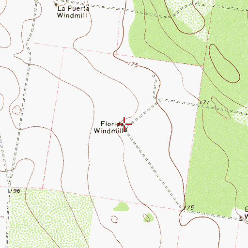 Topographic Map of Florida Windmill, TX