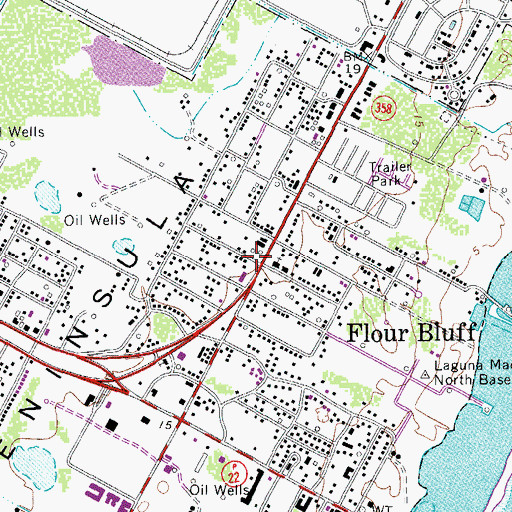 Topographic Map of Flour Bluff, TX