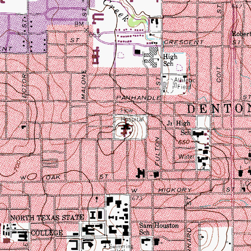 Topographic Map of Flow Hospital, TX