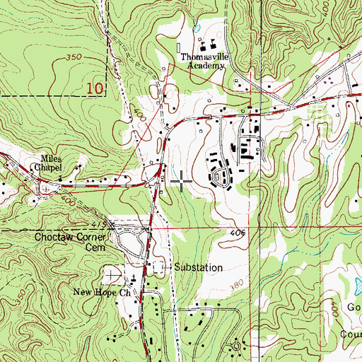 Topographic Map of Choctaw Corner, AL