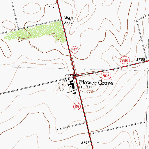 Topographic Map of Flower Grove, TX