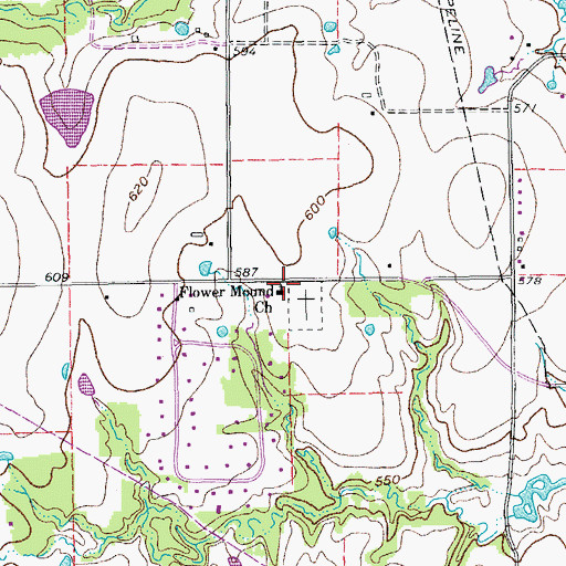 Topographic Map of Flower Mound Church, TX