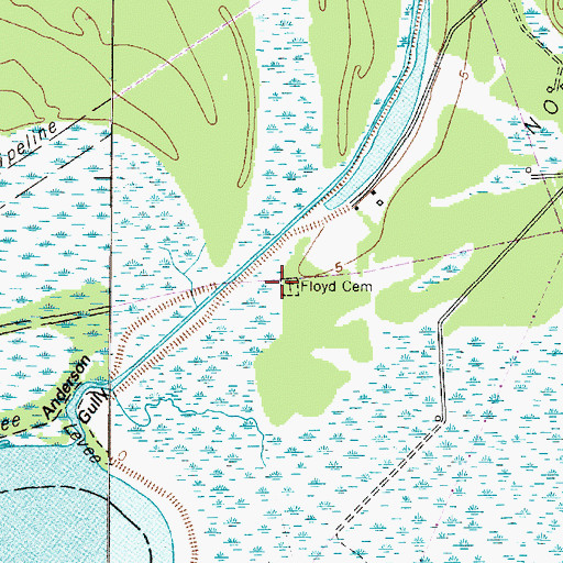 Topographic Map of Floyd Cemetery, TX