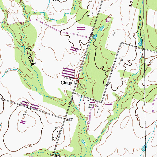 Topographic Map of Floyd Chapel, TX