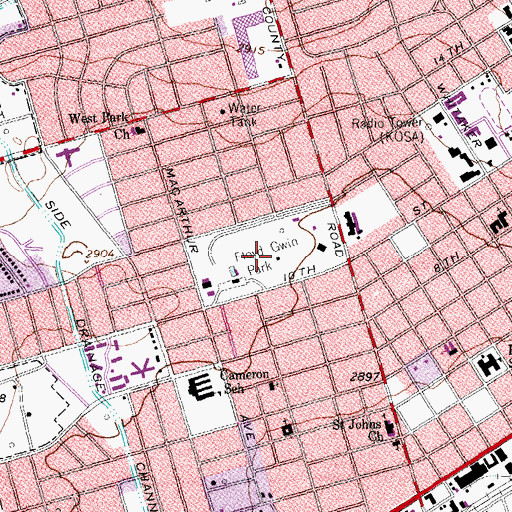 Topographic Map of Floyd Gwin Park, TX