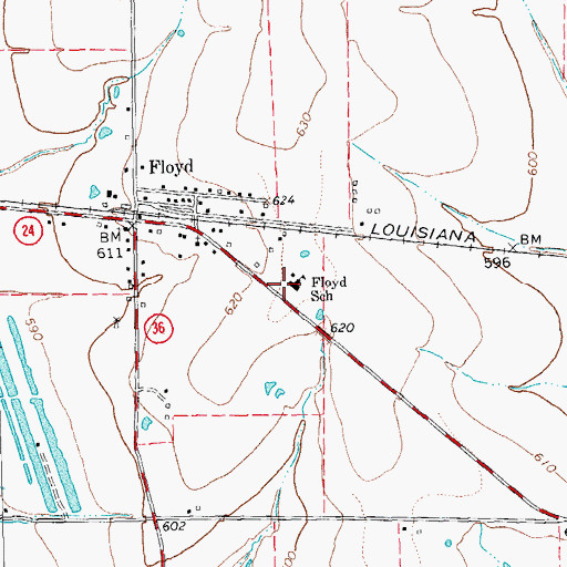 Topographic Map of Floyd School, TX