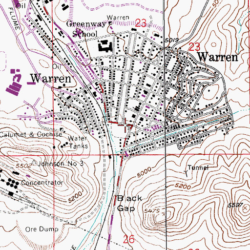 Topographic Map of Warren, AZ