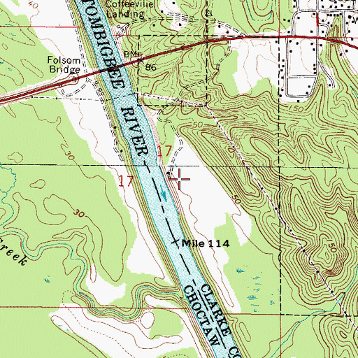 Topographic Map of Clantons Landing (historical), AL