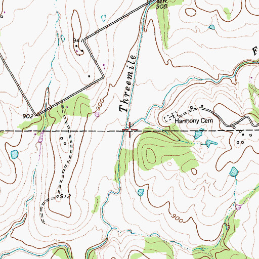 Topographic Map of Folley Branch, TX