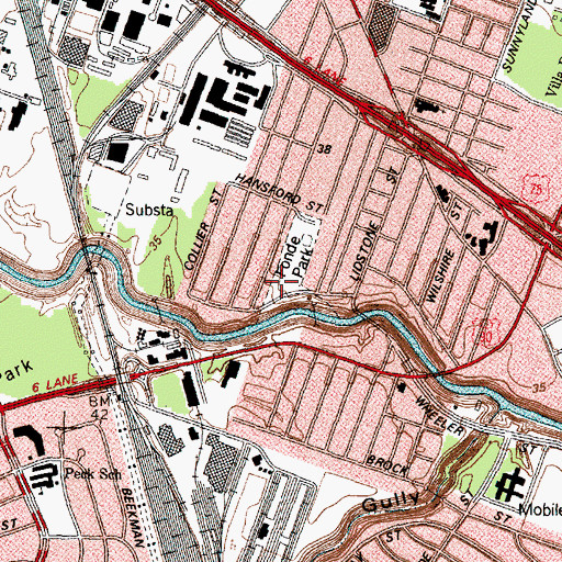Topographic Map of Fonde Park, TX