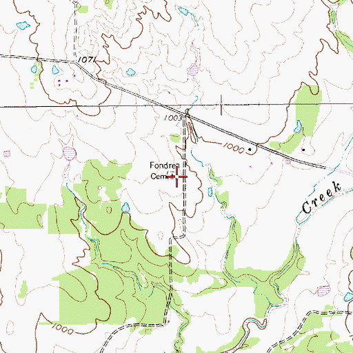 Topographic Map of Fondren Cemetery, TX