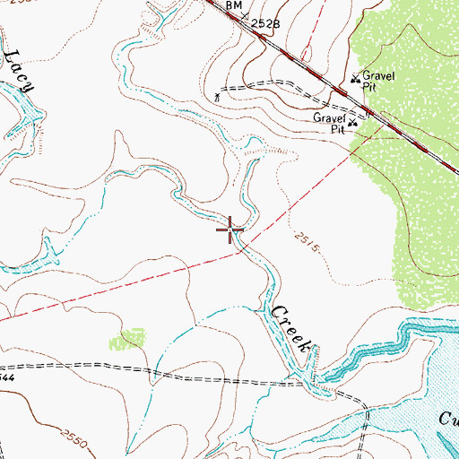 Topographic Map of Fool Creek, TX