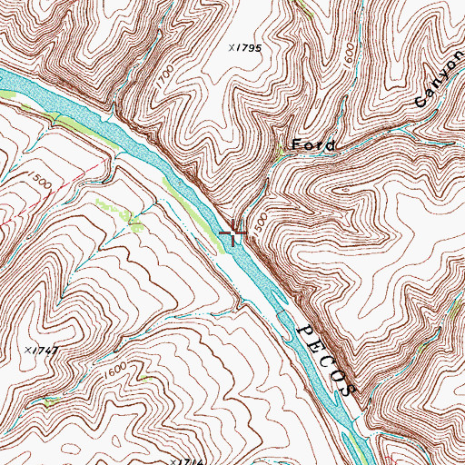 Topographic Map of Ford Canyon, TX