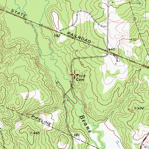 Topographic Map of Ford Cemetery, TX