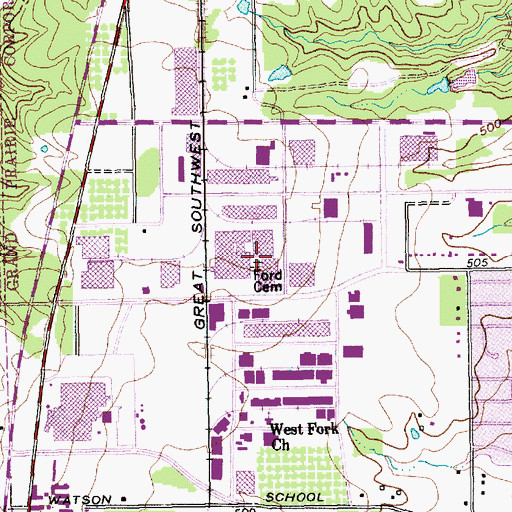 Topographic Map of Ford Cemetery, TX