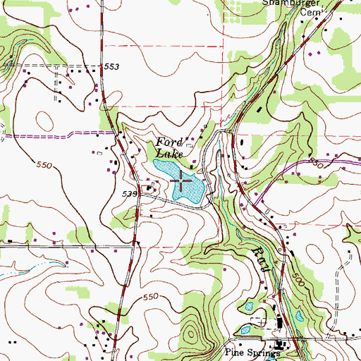 Topographic Map of Ford Lake, TX