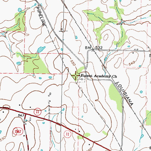 Topographic Map of Forest Academy Church, TX