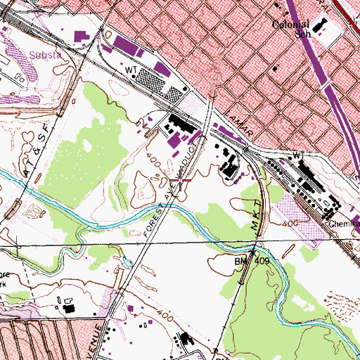 Topographic Map of Forest Avenue Viaduct, TX