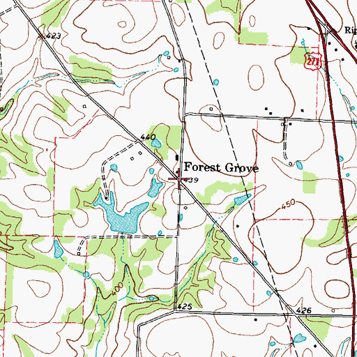Topographic Map of Forest Grove, TX