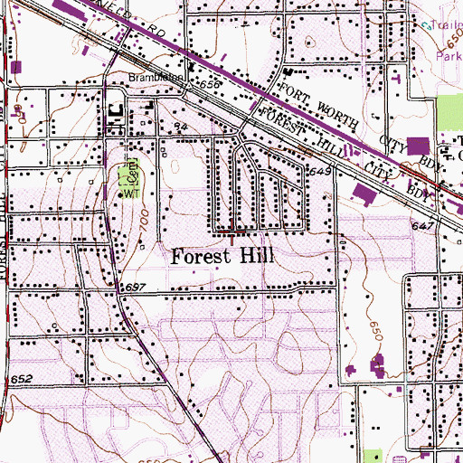 Topographic Map of Forest Hill, TX