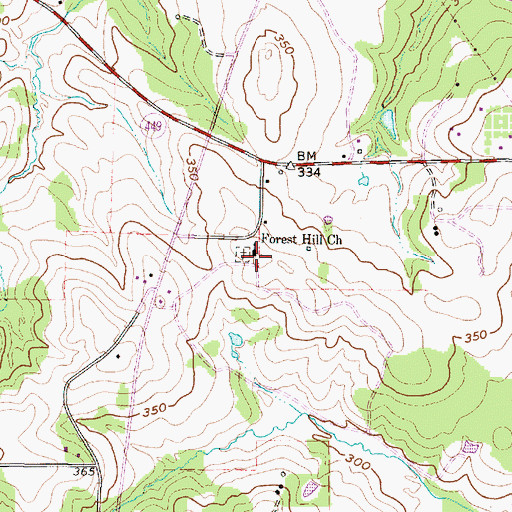 Topographic Map of Forest Hill Church, TX