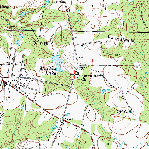 Topographic Map of Forest Home Church, TX