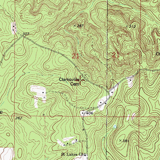Topographic Map of Clarksville Church (historical), AL