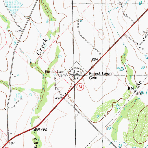 Topographic Map of Forest Lawn Cemetery, TX