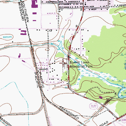 Topographic Map of Forest Lawn Memorial Park, TX