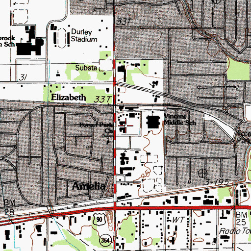 Topographic Map of Forest Park Church, TX